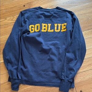 University of Michigan U of M TWO SIDED Long Sleeve T-Shirt Adult Small Go Blue